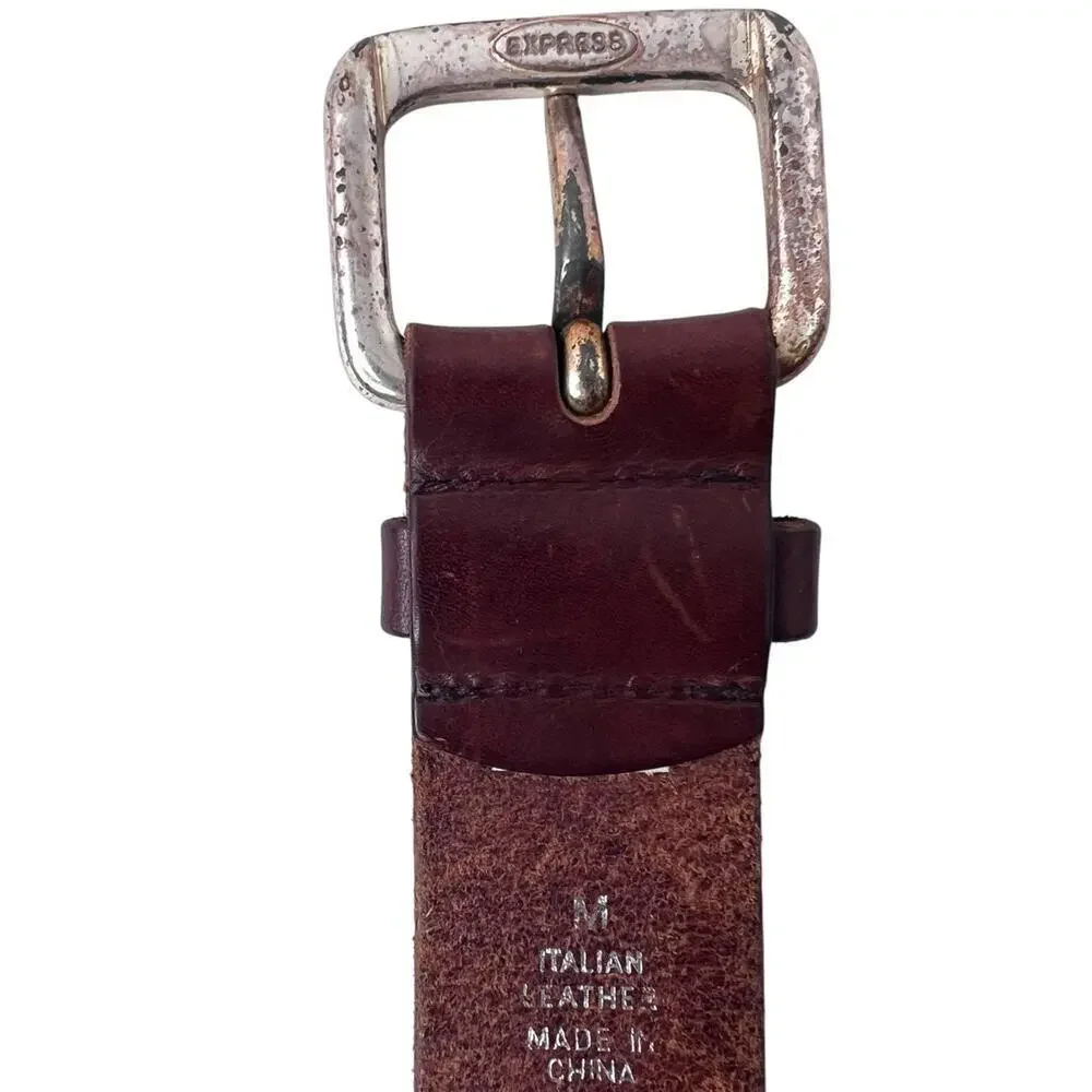 Express Italian Leather Belt in Brown Minimalist Casual Classic Size Medium